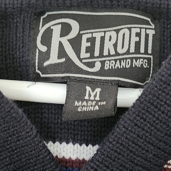 Retrofit‎ Striped drawstring hoodie sweater multicolor cotton blend men medium - Picture 3 of 8